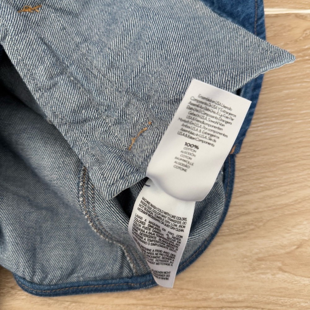 Mother‎ Medium NEW The Vested Interest Scoot This Way High Neck Denim Office - Picture 5 of 8